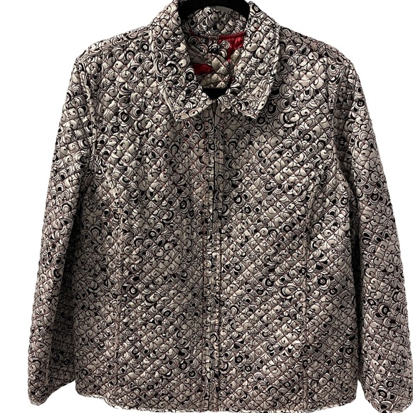 Chico’s Size 2 - Reversible Quilted Lightweight Jacket - Red, White, Black $129 - Picture 1 of 12